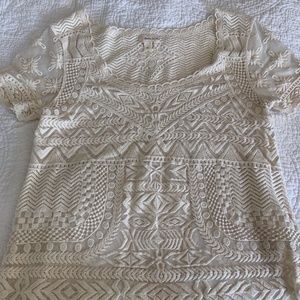 Anthropologie Meadow Rue Lace Embroidered Top